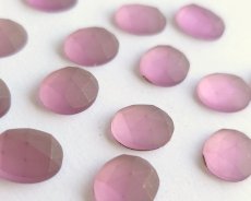 画像2: ヴィンテージ/チェコ/ガラスカボション/フロストアメシストローズカット/約12×10mm(1個) (2)