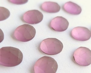 画像2: ヴィンテージ/チェコ/ガラスカボション/フロストアメシストローズカット/約12×10mm(1個)