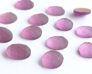 画像1: ヴィンテージ/チェコ/ガラスカボション/フロストアメシストローズカット/約12×10mm(1個)