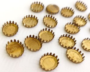 画像1: ヴィンテージ/ブラス皿/12×10mm/オーバルクラウン(1個)