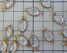 画像2: ヴィンテージ/USA/プラスチック+真鍮/クリアオーバルコネクター（1個） (2)