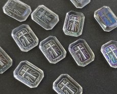 画像1: ヴィンテージ/ドイツ/ガラス/インタリオ/クロス/約18×13mm（1個） (1)