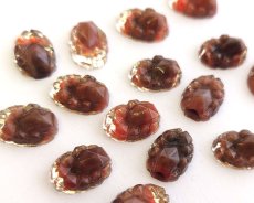 画像1: ヴィンテージ/ドイツ/ロックガラス/約14×10mm/レッドブラウン系(1個) (1)