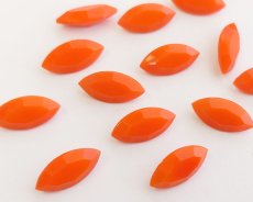 画像1: ヴィンテージ/ドイツ/ガラスストーン/オペークオレンジ/15×7mm（1個） (1)