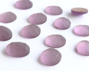 画像1: ヴィンテージ/チェコ/ガラスカボション/フロストアメシストローズカット/約12×10mm(1個)