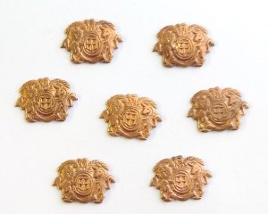 画像1: ヴィンテージ/USA/ブラススタンピング/獅子と一角獣のエンブレム（1個）