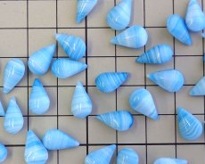 画像2: ヴィンテージ/ドイツ/ガラス/ブルーストライプ/13×8mm(1個) (2)