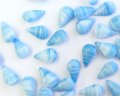 ヴィンテージ/ドイツ/ガラス/ブルーストライプ/13×8mm(1個)