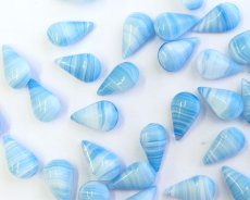 画像1: ヴィンテージ/ドイツ/ガラス/ブルーストライプ/13×8mm(1個) (1)