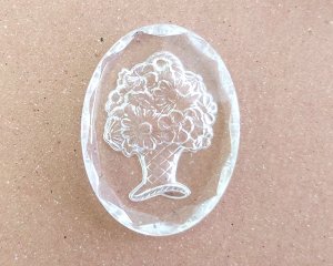画像1: ヴィンテージ/ドイツ/ガラスインタリオ/花瓶/約40×30mm（1個）