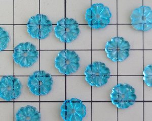 画像2: ヴィンテージ/チェコ/ガラスビーズ/ブルーフラワー/約10mm（1個）
