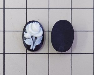 画像2: ns319/ヴィンテージ/ドイツ/プラスチックカメオ/薔薇/ブラック/約14×10mm/(1個)
