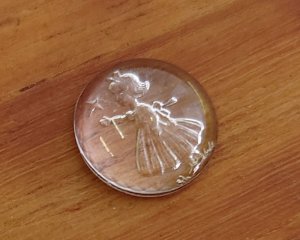 画像1: ヴィンテージ/ドイツ/ガラスインタリオ/鳥と女の子/約13mm（1個）