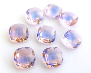 画像1: ヴィンテージ/ドイツ/ガラス/ピンク×ブルー/約15mm(1個)