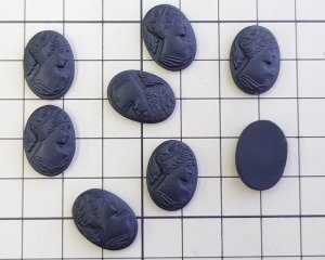 画像2: ns334/ヴィンテージ/ドイツ/ガラスカメオ/マットブラック(1個）