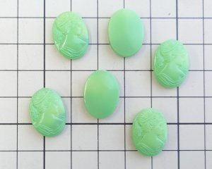 画像3: ns334/ヴィンテージ/ドイツ/ガラスカメオ/グリーンマーブルB(1個）