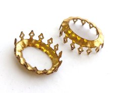画像1: ヴィンテージ/18×13mm用/ブラスセッティング/クラウン(1個) (1)