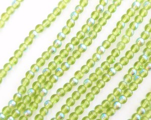 画像1: チェコガラスビーズ/ラウンド/オリバインオーロラ/約4mm(45個)
