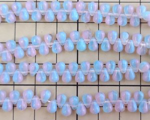 画像2: ヴィンテージ/チェコ/バイカラーオパールドロップ/約4×6mm（10個）