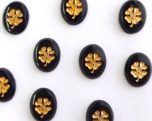 画像2: ヴィンテージ/ドイツ/ガラス/クローバー/約14×10mm(1個)