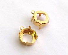 画像1: 12mm用/メタルセッティング/爪留めクッションスクエア/ゴールド（1個） (1)
