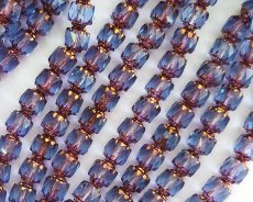 画像1: チェコガラスビーズ/アンティークスタイルオクタゴナル/ダブルフェイス/ライトサファイア×ブロンズ/6mm（10個） (1)