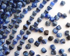 画像1: チェコガラスビーズ/バイコン/クリアブラックブルーマーブル/約5×6mm(20個) (1)