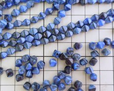 画像2: チェコガラスビーズ/バイコン/クリアブラックブルーマーブル/約5×6mm(20個) (2)