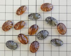 画像2: ヴィンテージ/ドイツ/ガラス/オーバル/スターバースト/約16×11mm(1個) (2)