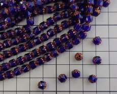 画像2: チェコガラスビーズ/アンティークスタイルオクタゴナル/ダブルフェイス/コバルト×ブロンズ/6mm（10個） (2)