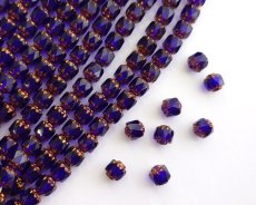 画像1: チェコガラスビーズ/アンティークスタイルオクタゴナル/ダブルフェイス/コバルト×ブロンズ/6mm（10個） (1)