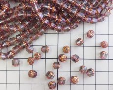 画像2: チェコガラスビーズ/アンティークスタイルオクタゴナル/ダブルフェイス/ブラックダイヤ×ブロンズ/6mm（10個） (2)