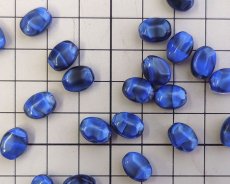 画像2: チェコガラスビーズ/バロックオーバル/クリアブラックブルーマーブル/約10×5mm(10個) (2)