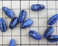 画像2: チェコガラスビーズ/バロックドロップクリアブラックブルーマーブル/約15×8mm(6個) (2)