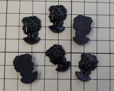 画像2: ns244/ヴィンテージ/ドイツ/ガラスカボション/カメオパーツO/ブラック/約23×14mm（1個） (2)