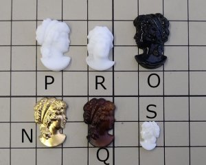 画像3: ns245/ヴィンテージ/ドイツ/ガラスカボション/カメオパーツP/ホワイト/約22×13mm(1個)