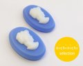 ns241/ヴィンテージ/ドイツ/ガラスカメオ/ウェッジウッドブルー×ホワイト/約25×18mm(1個)
