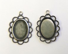 画像1: セッティング/ブラス/14×10mm用レースオーバル/銀古美(1個) (1)