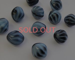 画像1: チェコガラスビーズ/ラージバイコン/グレイッシュブルー×ダークパープルストライプ/約14×12mm（1個)