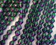 画像2: チェコガラスビーズ/バイコン/エメラルド×アメシスト/6mm(10個) (2)
