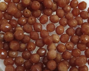 画像1: チェコガラスビーズ/ファイアポリッシュ/8mm/ミルキーブラウン(6個）