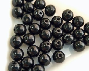 画像1: チェコガラスビーズ/ラウンド/ジェットブラック/約6mm(10個)