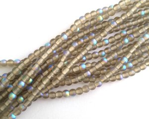 画像1: チェコガラスビーズ/ラウンド/ブラックダイヤオーロラ/約4mm(45個)