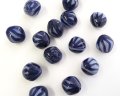 チェコガラスビーズ/ラージバイコン/ネイビーストライプ/約14×12mm（1個)