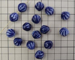 画像2: チェコガラスビーズ/ラージバイコン/ネイビーストライプ/約14×12mm（1個)