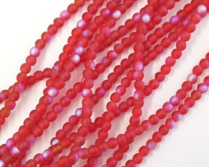 画像1: チェコガラスビーズ/ラウンド/マットシャムルビーオーロラ/約3.5〜4mm(45個)