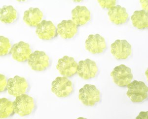 画像1: チェコガラスビーズ/パフフラワー/ウラニウムイエロー（6個）