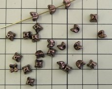 画像2: チェコガラスビーズ/ミニフラワー/メタリックブラウン（20個） (2)