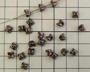 画像2: チェコガラスビーズ/ミニフラワー/メタリックブラウン（20個）