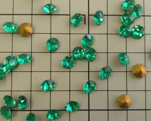 画像2: ヴィンテージ/チェコ/ガラス/エメラルドグリーン/35ss(2個)